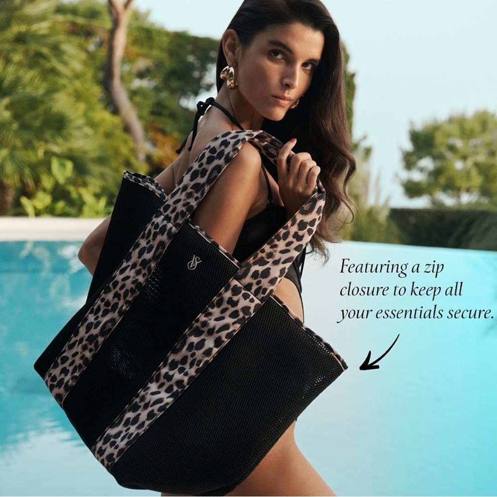 Victoria’s Secret Stylish Leopard Print and Black Tote Bag